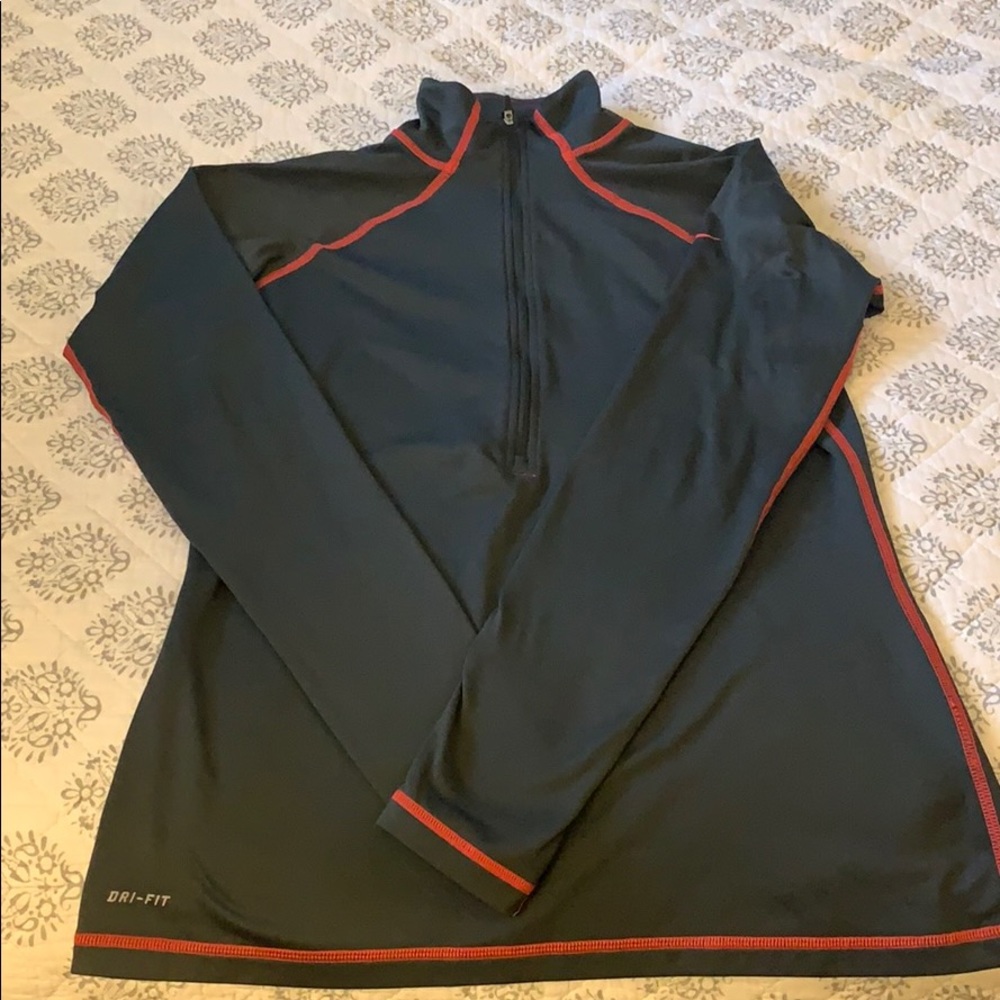 Nike-Dark grey/coral quarter zip athletic jacket